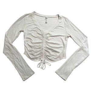 ALO Yoga Ribbed Cinch Cropped Long Sleeve in White